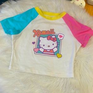Hello Kitty Crop Top XS Kawaii Colorblock 💗😻